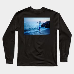 Teenager on the sea shore Long Sleeve T-Shirt